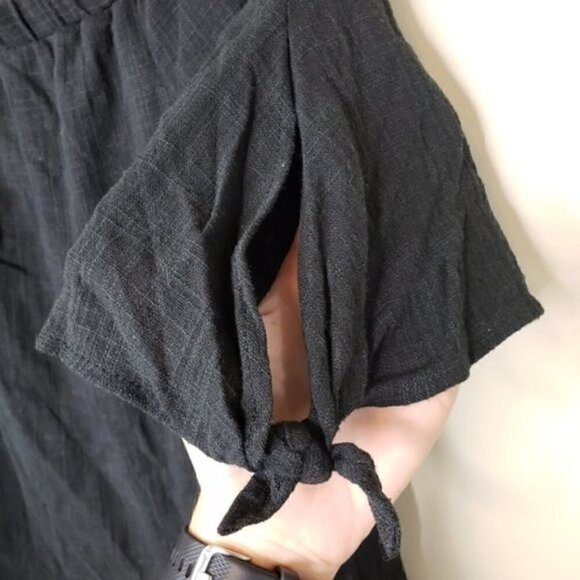 Mai Soli | Black Tie Sleeve Top Size Medium - Picture 4 of 6